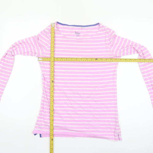 Boden Women’s Pink White Striped Long Sleeve Cotton Jersey T-Shirt Size 10