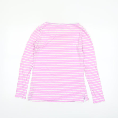Boden Women’s Pink White Striped Long Sleeve Cotton Jersey T-Shirt Size 10