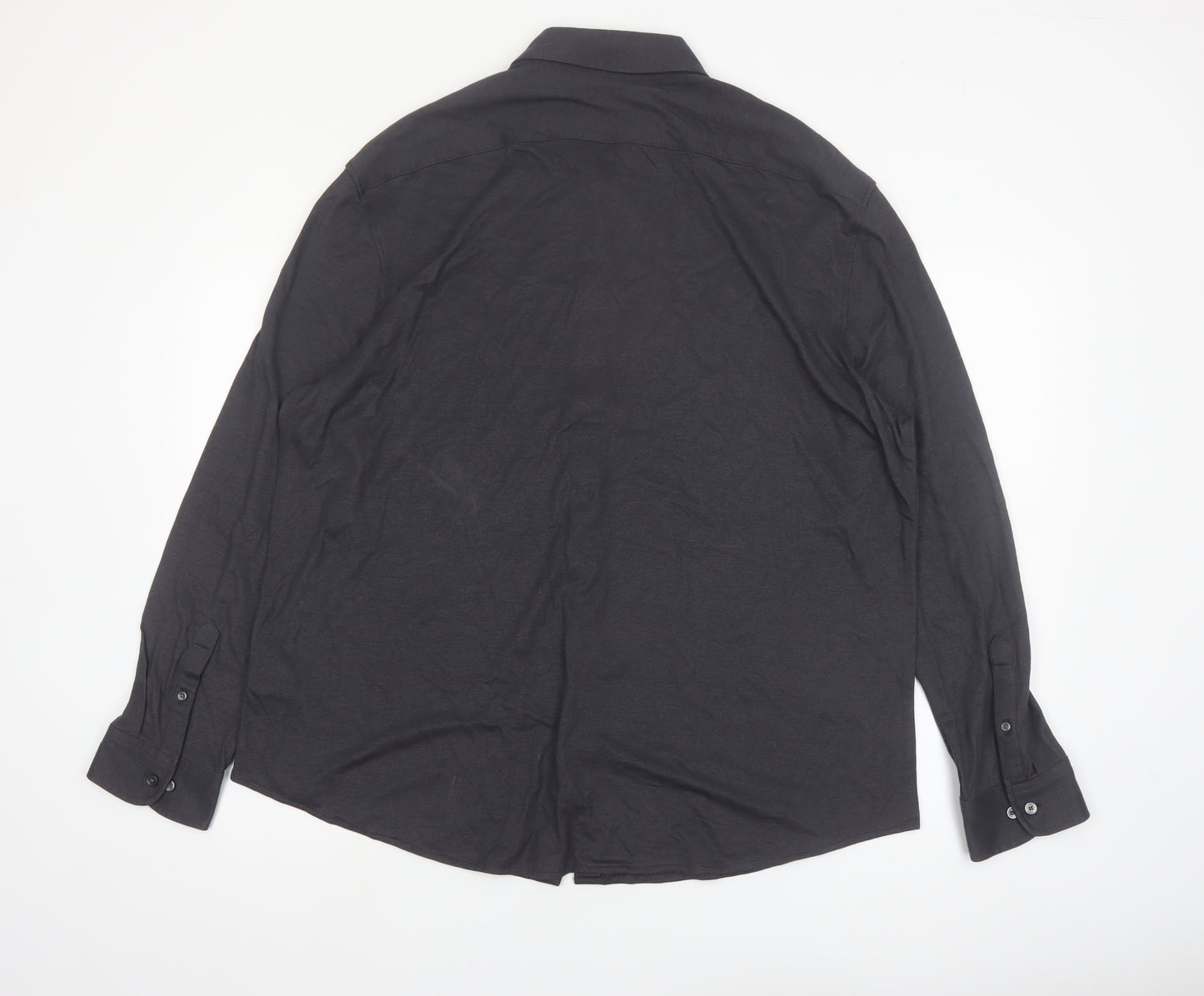 Marks and Spencer Mens Black 2XL Tailored Fit Long Sleeve Button-Up Shirt