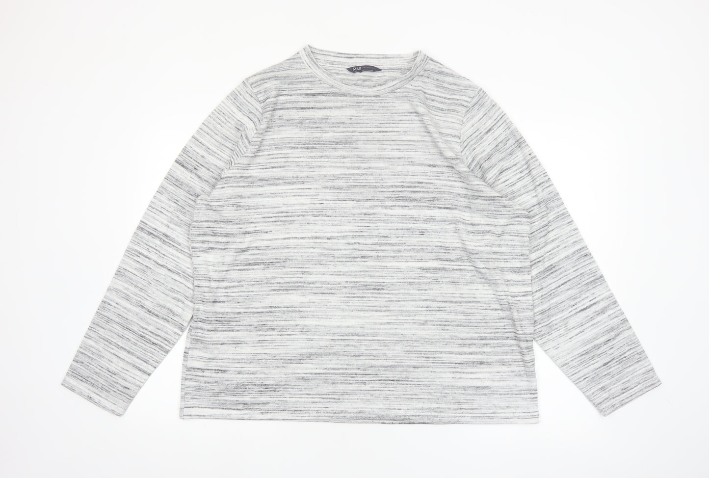 Marks and Spencer Women’s Grey Mix Long Sleeve Jersey Pyjama Top Size 22