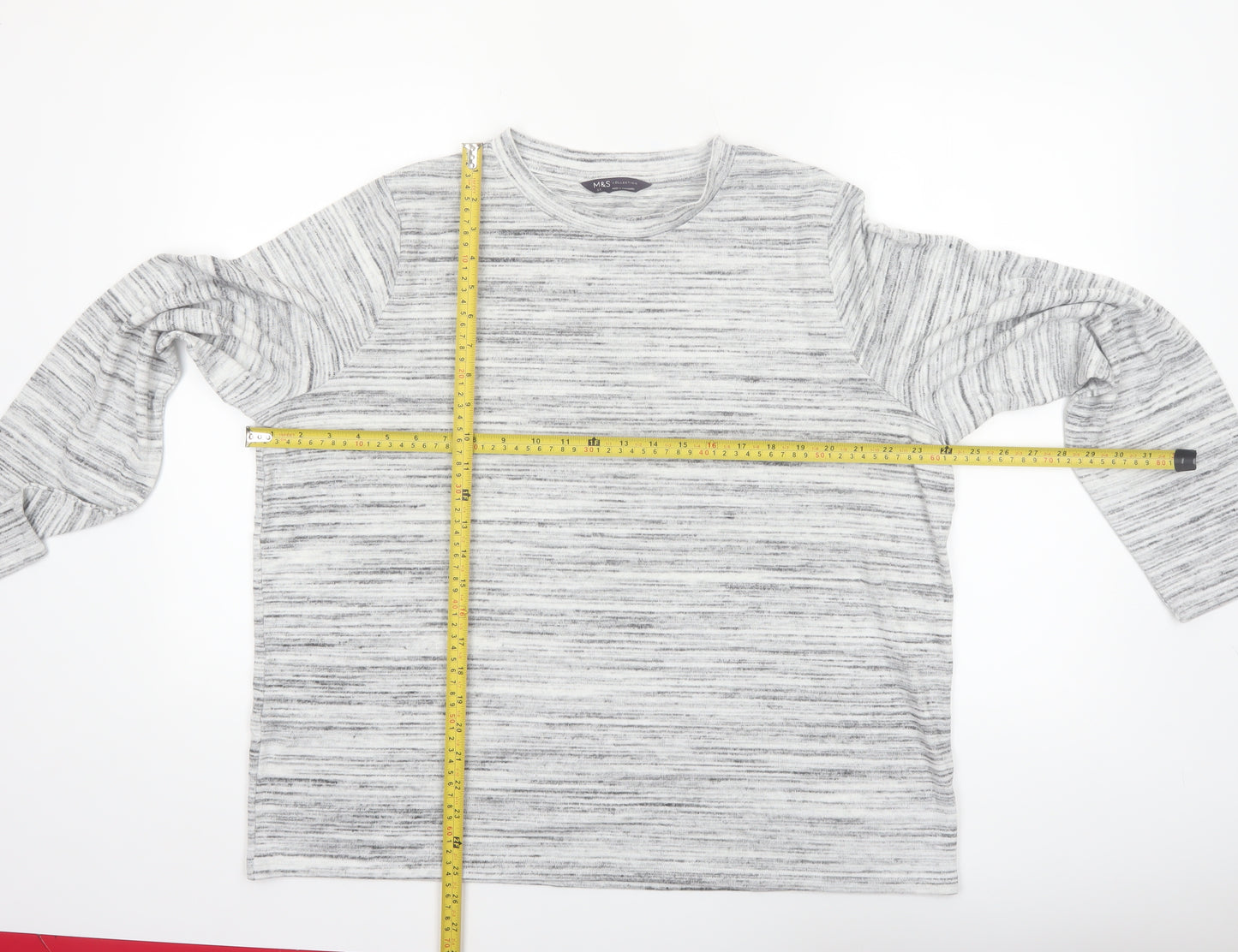 Marks and Spencer Women’s Grey Mix Long Sleeve Jersey Pyjama Top Size 22
