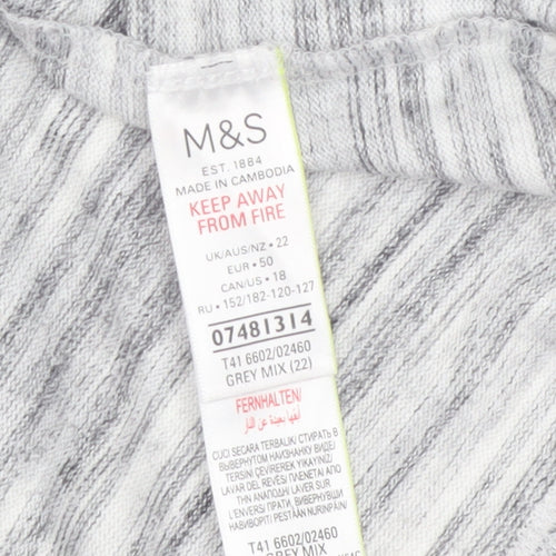 Marks and Spencer Women’s Grey Mix Long Sleeve Jersey Pyjama Top Size 22
