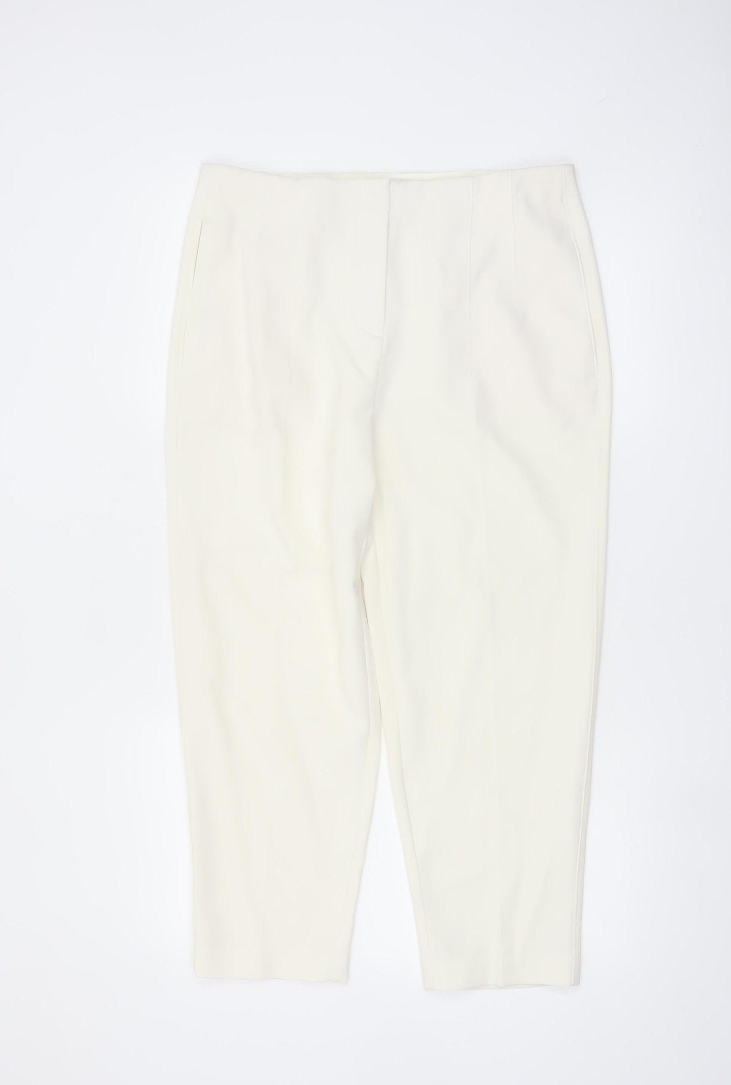 Marks and Spencer Women Ivory Size 14 Tapered Trousers