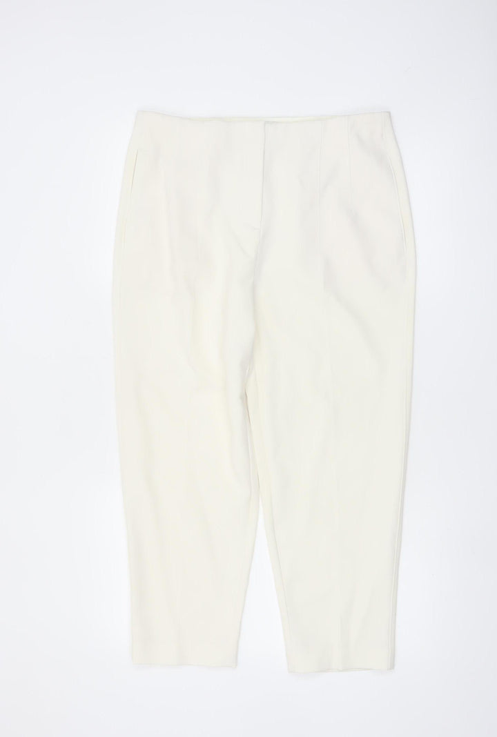 Marks and Spencer Women Ivory Size 14 Tapered Trousers