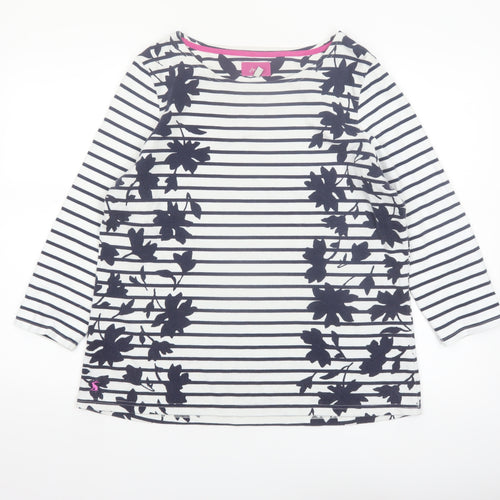 Joules Women’s White Navy Stripe 3/4 Sleeve Cotton Top Size 16