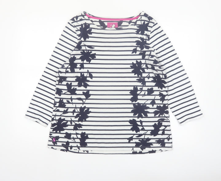 Joules Women’s White Navy Stripe 3/4 Sleeve Cotton Top Size 16