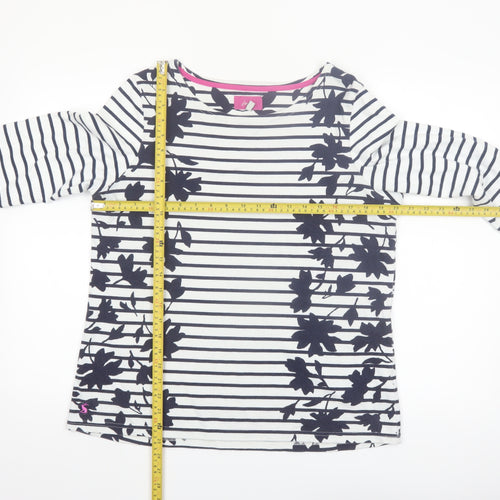 Joules Women’s White Navy Stripe 3/4 Sleeve Cotton Top Size 16