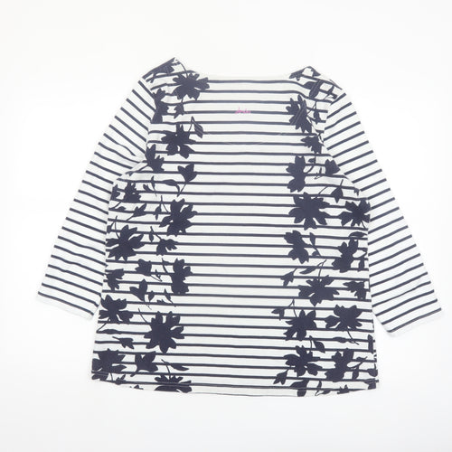 Joules Women’s White Navy Stripe 3/4 Sleeve Cotton Top Size 16