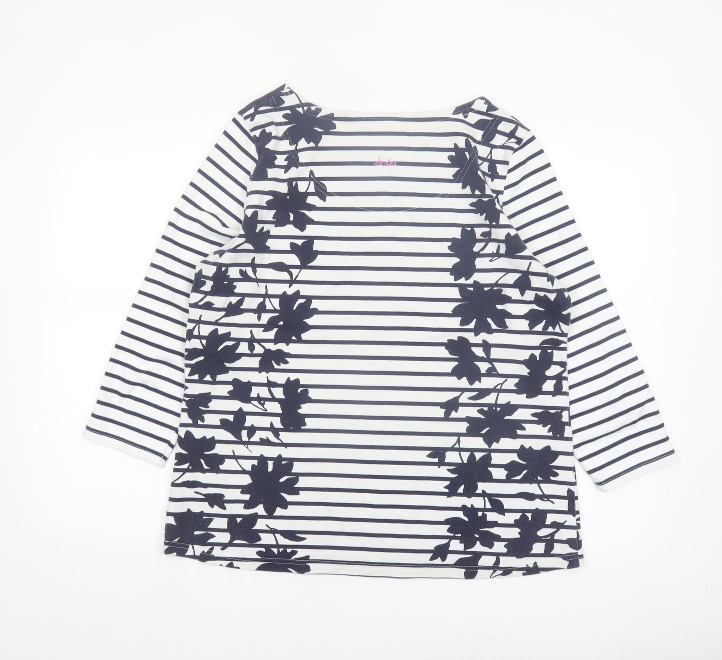 Joules Women’s White Navy Stripe 3/4 Sleeve Cotton Top Size 16