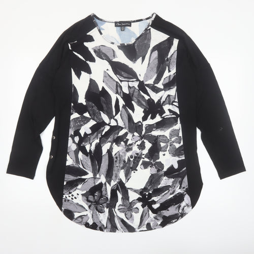 Claire Desjardins Women’s Black Floral Tunic T-Shirt Long Sleeve M