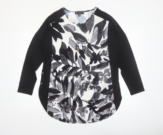 Claire Desjardins Women’s Black Floral Tunic T-Shirt Long Sleeve M