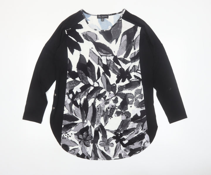 Claire Desjardins Women’s Black Floral Tunic T-Shirt Long Sleeve M