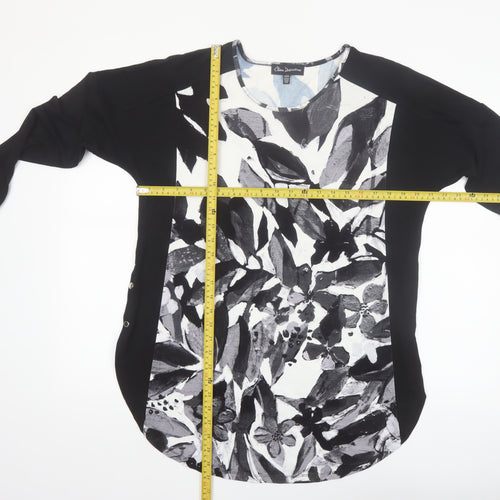Claire Desjardins Women’s Black Floral Tunic T-Shirt Long Sleeve M