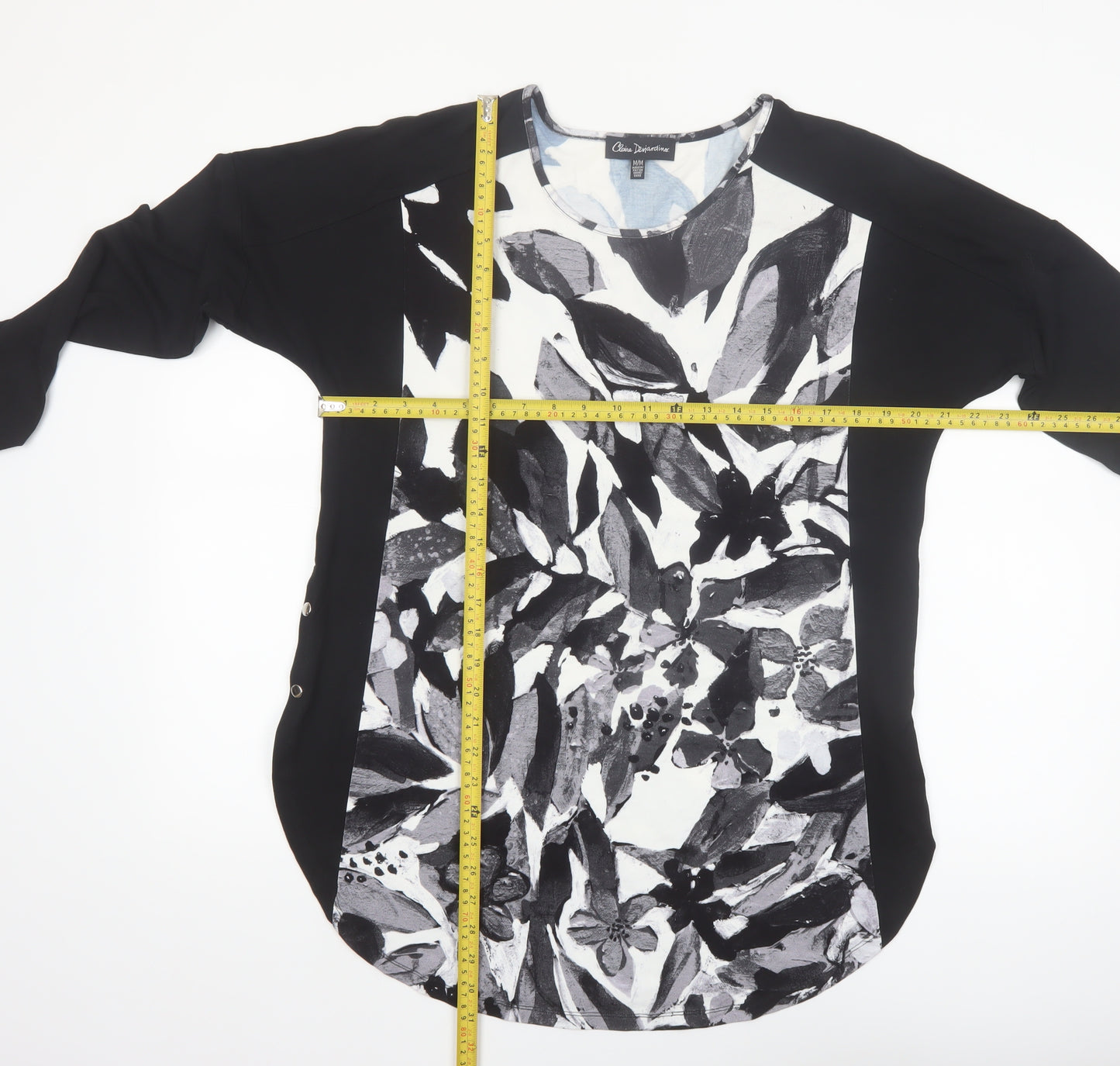 Claire Desjardins Women’s Black Floral Tunic T-Shirt Long Sleeve M