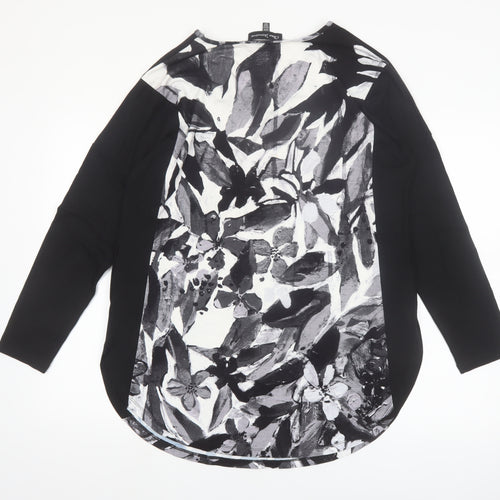 Claire Desjardins Women’s Black Floral Tunic T-Shirt Long Sleeve M