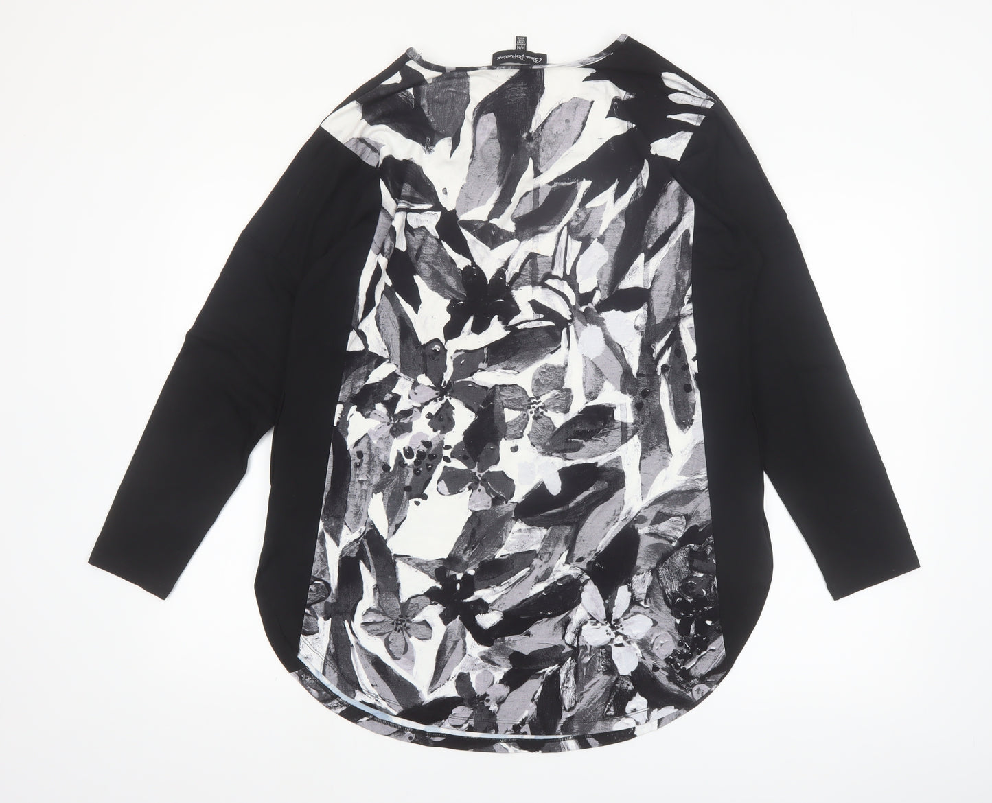 Claire Desjardins Women’s Black Floral Tunic T-Shirt Long Sleeve M