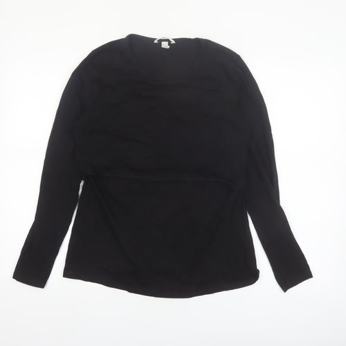 H&M MAMA Womens Black Long Sleeve Maternity Nursing Top L