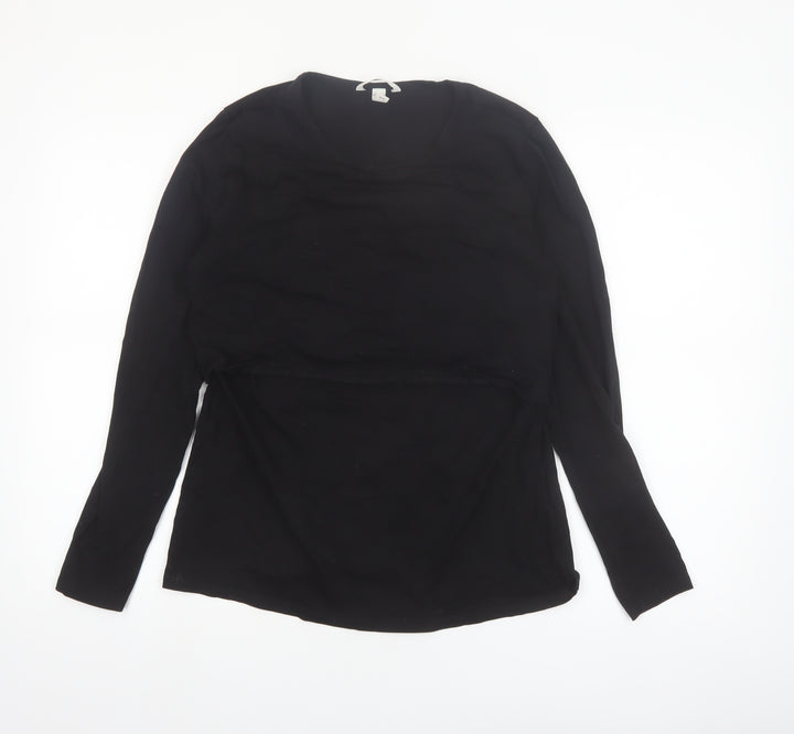H&M MAMA Womens Black Long Sleeve Maternity Nursing Top L