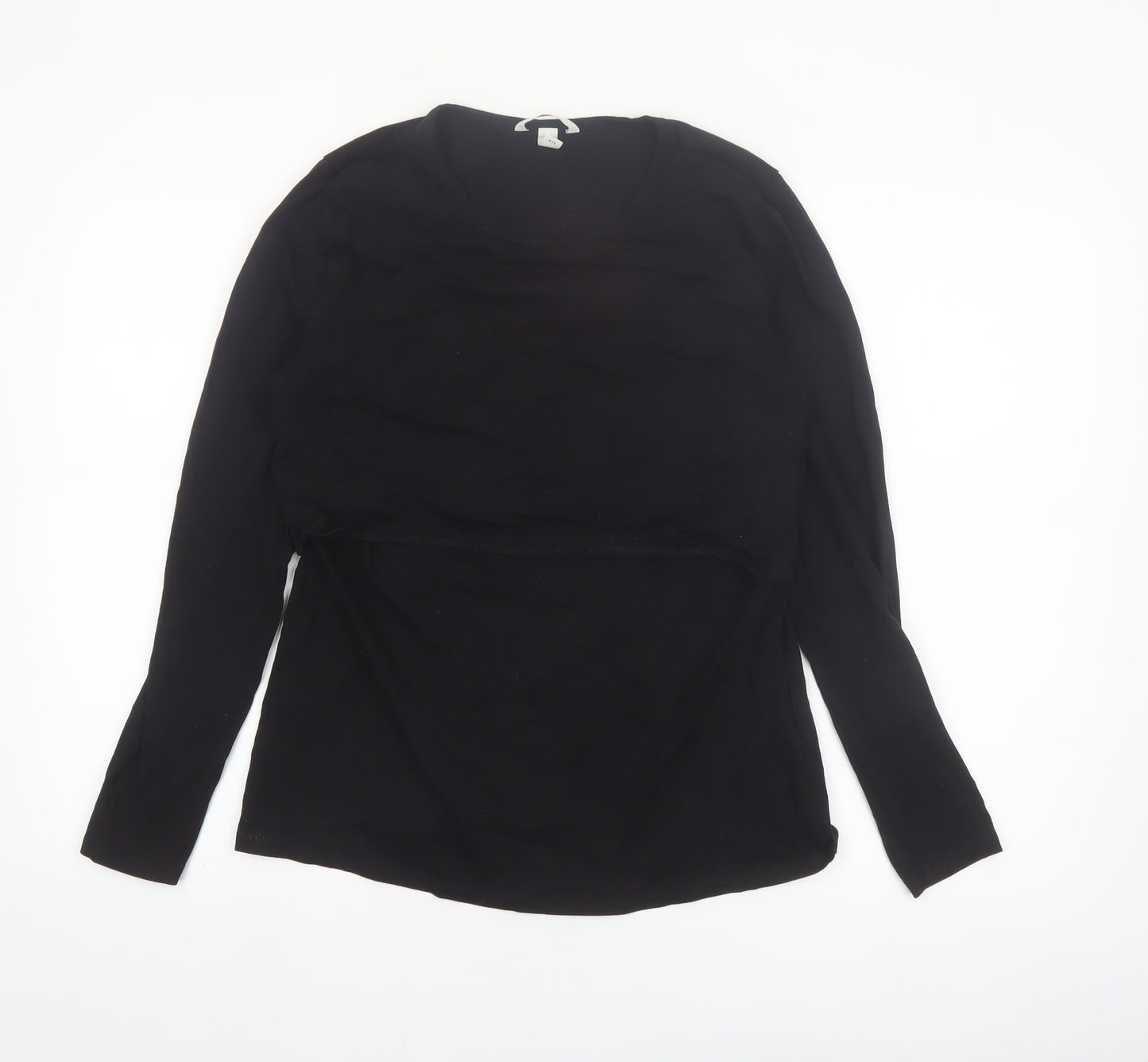 H&M MAMA Womens Black Long Sleeve Maternity Nursing Top L