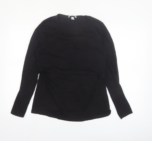 H&M MAMA Womens Black Long Sleeve Maternity Nursing Top L