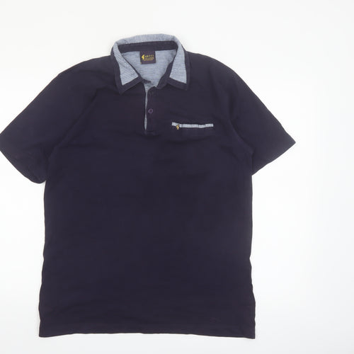AFICCI Collezione Men's Blue Polo Shirt Medium Cotton