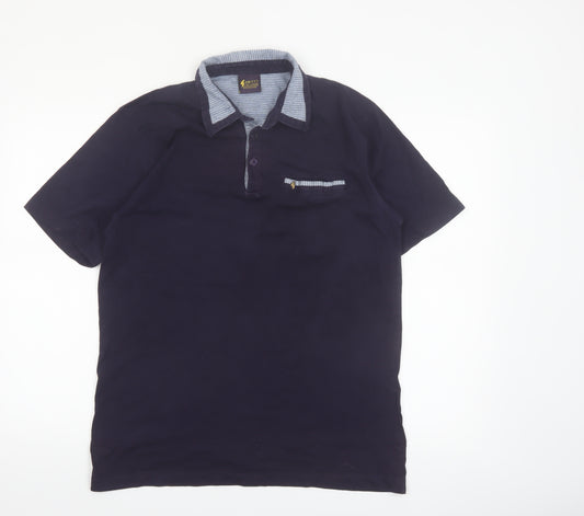AFICCI Collezione Men's Blue Polo Shirt Medium Cotton