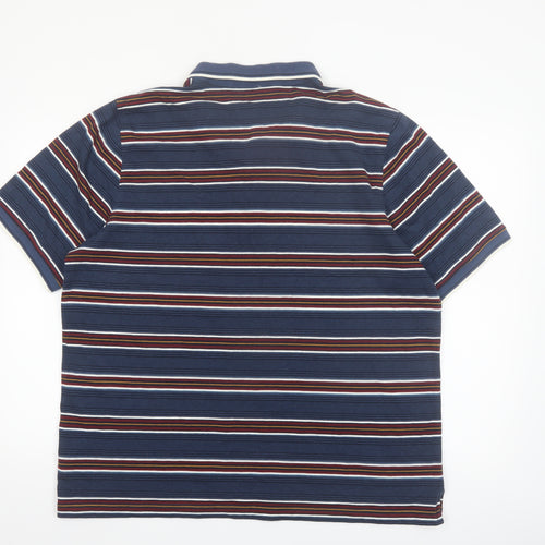Lincoln Men’s Blue Striped Short Sleeve Cotton Blend Polo Shirt XXL