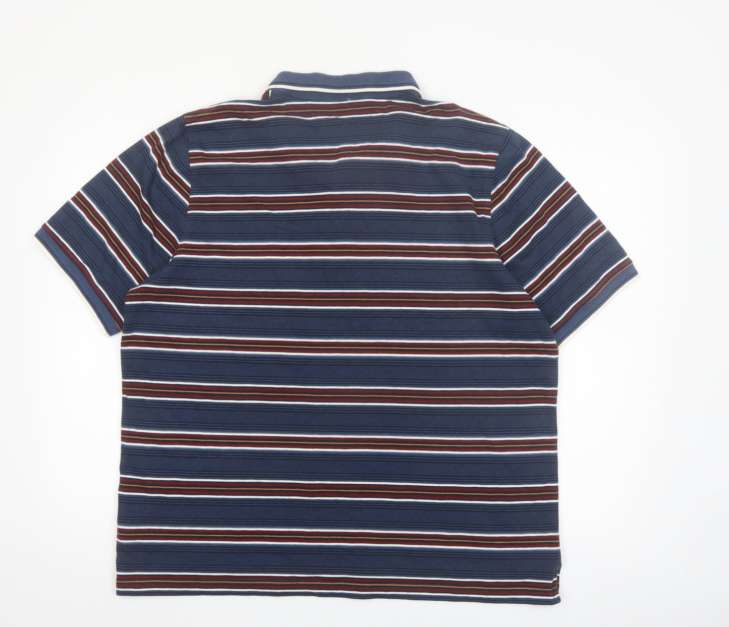 Lincoln Men’s Blue Striped Short Sleeve Cotton Blend Polo Shirt XXL