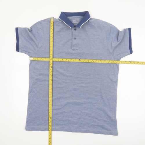 Marks and Spencer Men's Blue Regular Fit Cotton Polo Shirt L