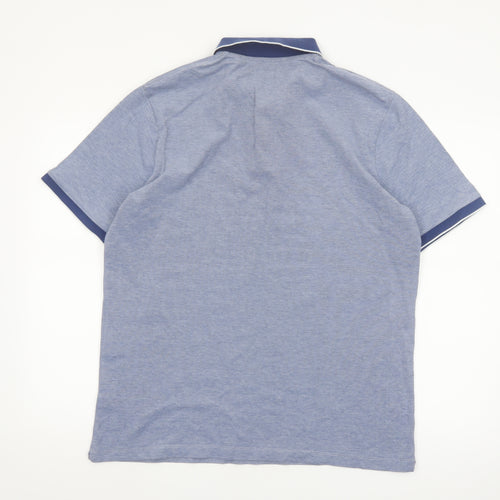 Marks and Spencer Men's Blue Regular Fit Cotton Polo Shirt L
