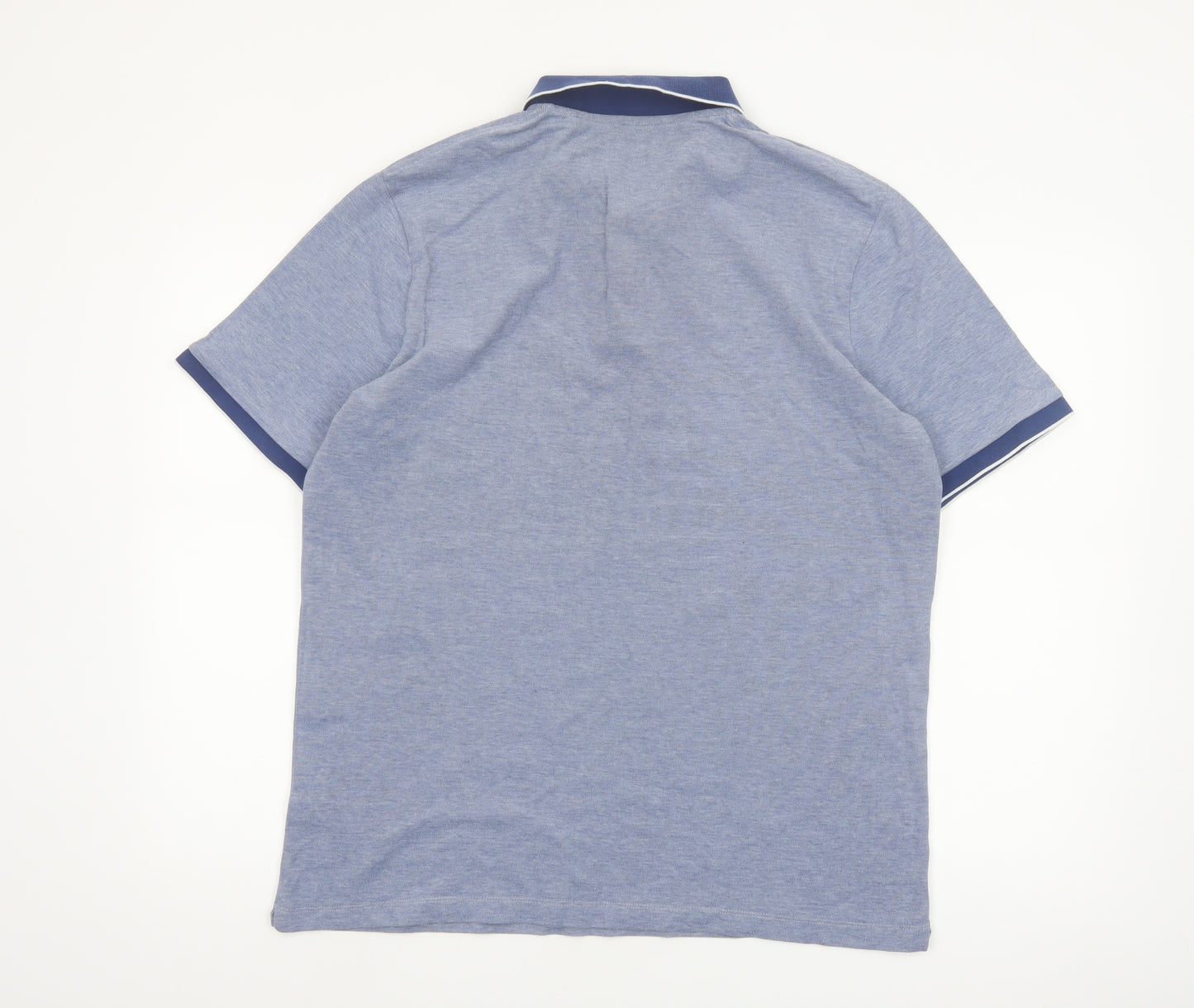 Marks and Spencer Men's Blue Regular Fit Cotton Polo Shirt L