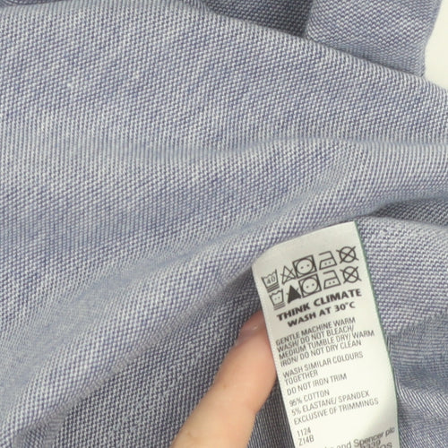 Marks and Spencer Men's Blue Regular Fit Cotton Polo Shirt L