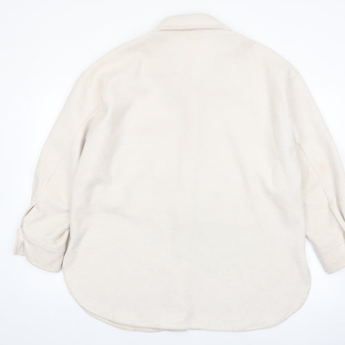 H&M Women’s Beige Fleece Basic Jacket Size M Relaxed Fit Casual