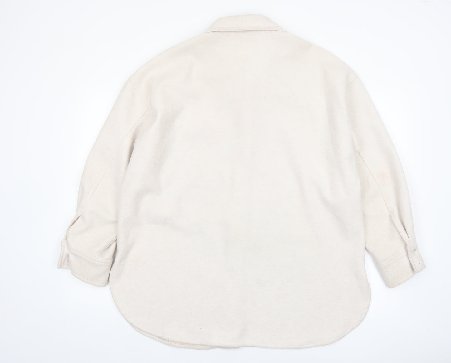 H&M Women’s Beige Fleece Basic Jacket Size M Relaxed Fit Casual