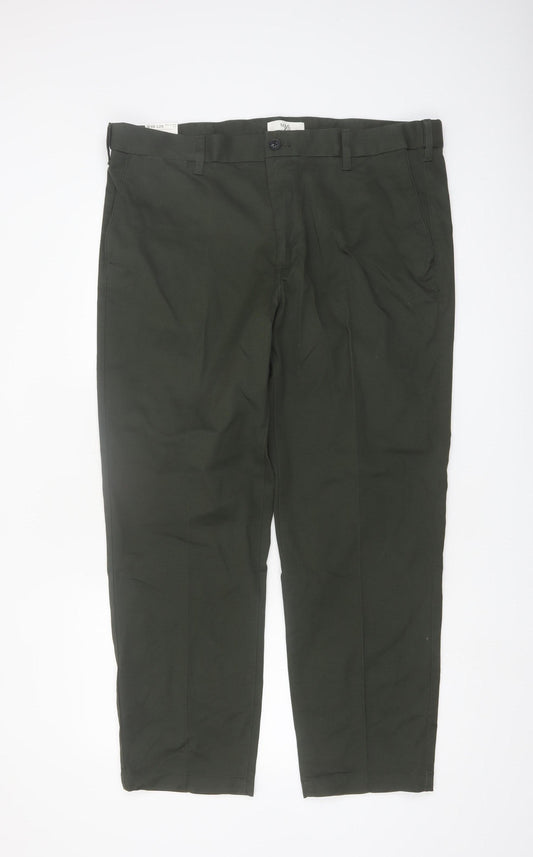 Marks and Spencer Men's Green Regular Fit Stretch Chino Trousers 40x29