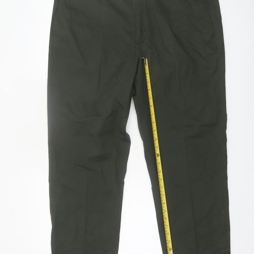 Marks and Spencer Men's Green Regular Fit Stretch Chino Trousers 40x29