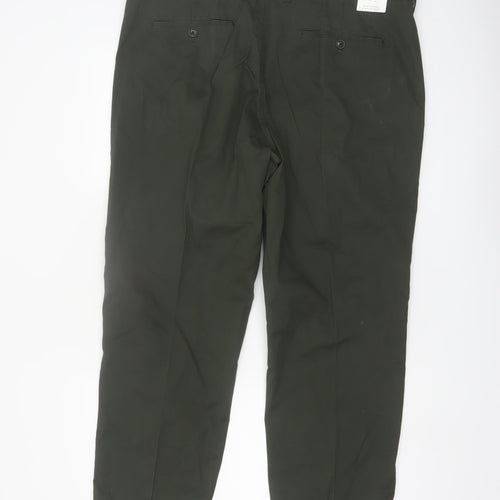 Marks and Spencer Men's Green Regular Fit Stretch Chino Trousers 40x29