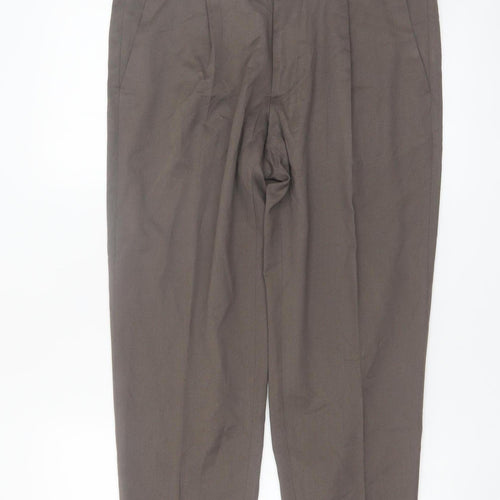 Marks and Spencer Men's Brown 32in Pleated Dress Pants