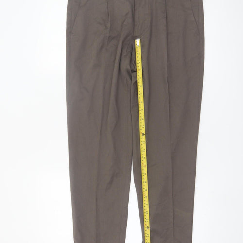 Marks and Spencer Men's Brown 32in Pleated Dress Pants