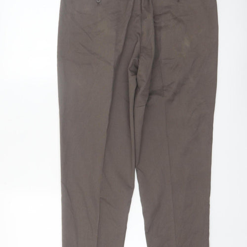 Marks and Spencer Men's Brown 32in Pleated Dress Pants