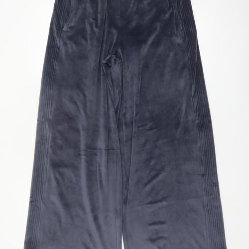 Marks and Spencer Goodmove Women Navy Wide-Leg Velour Trousers Size 14