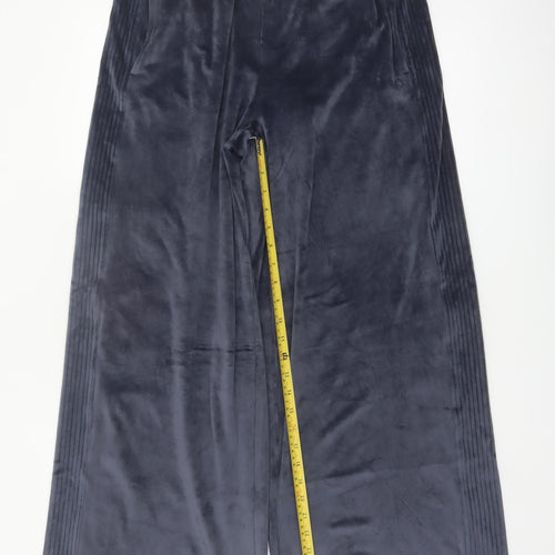 Marks and Spencer Goodmove Women Navy Wide-Leg Velour Trousers Size 14