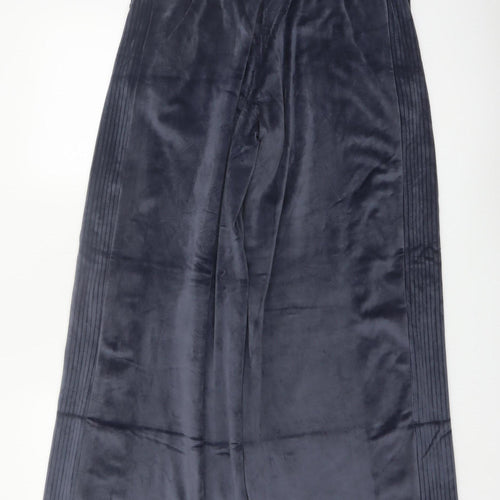 Marks and Spencer Goodmove Women Navy Wide-Leg Velour Trousers Size 14