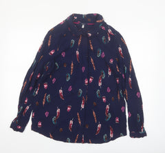 Joules Women’s Blue Feather Print Long Sleeve Tunic Blouse Size 14