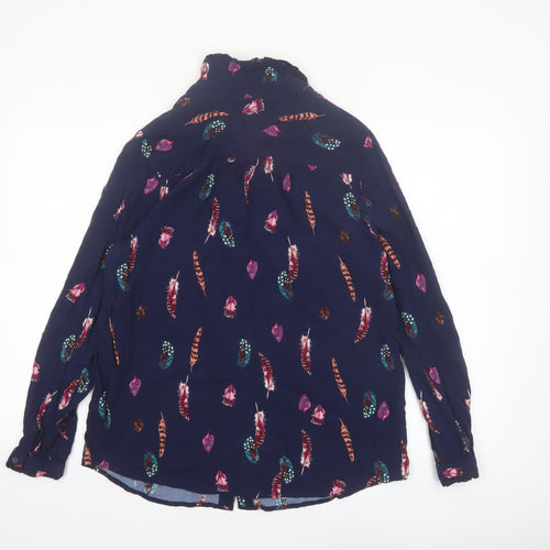 Joules Women’s Blue Feather Print Long Sleeve Tunic Blouse Size 14
