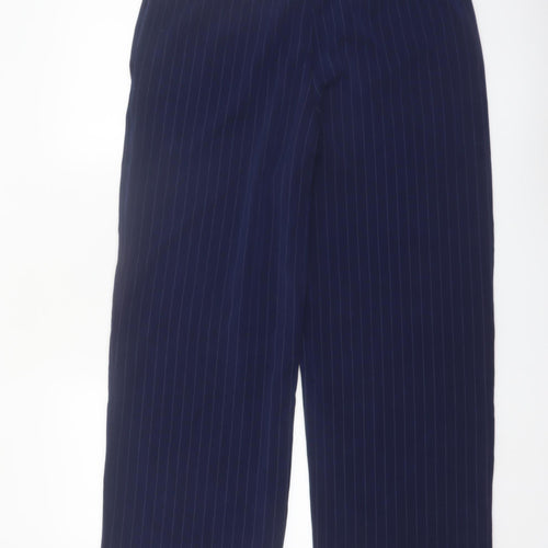 Marks and Spencer Womens Blue Pinstripe Elastic Waist Trousers Size 16