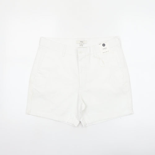Marks and Spencer Men's White Regular Fit Chino Shorts 32 in