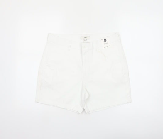 Marks and Spencer Men's White Regular Fit Chino Shorts 32 in