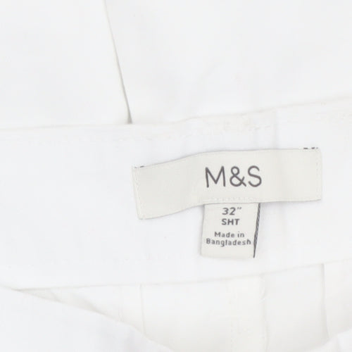 Marks and Spencer Men's White Regular Fit Chino Shorts 32 in