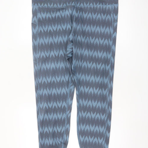 Marks and Spencer Women Blue Patterned Goodmove Leggings Size 18